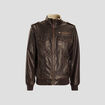Blouson droit simili cuir marron homme