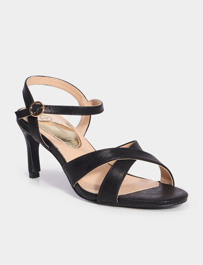 Sandales à talons 7 cm noir femme