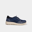 Tennis basses &agrave; lacets pied large bleu marine femme