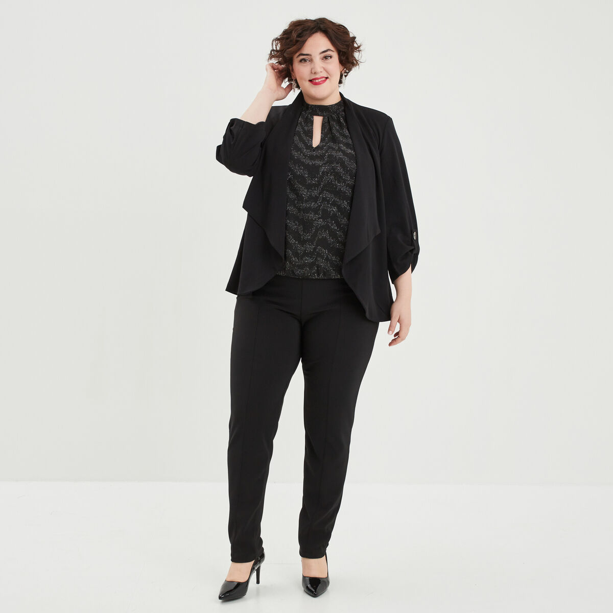 Débardeur encolure américaine cintré noir femme grande taille
