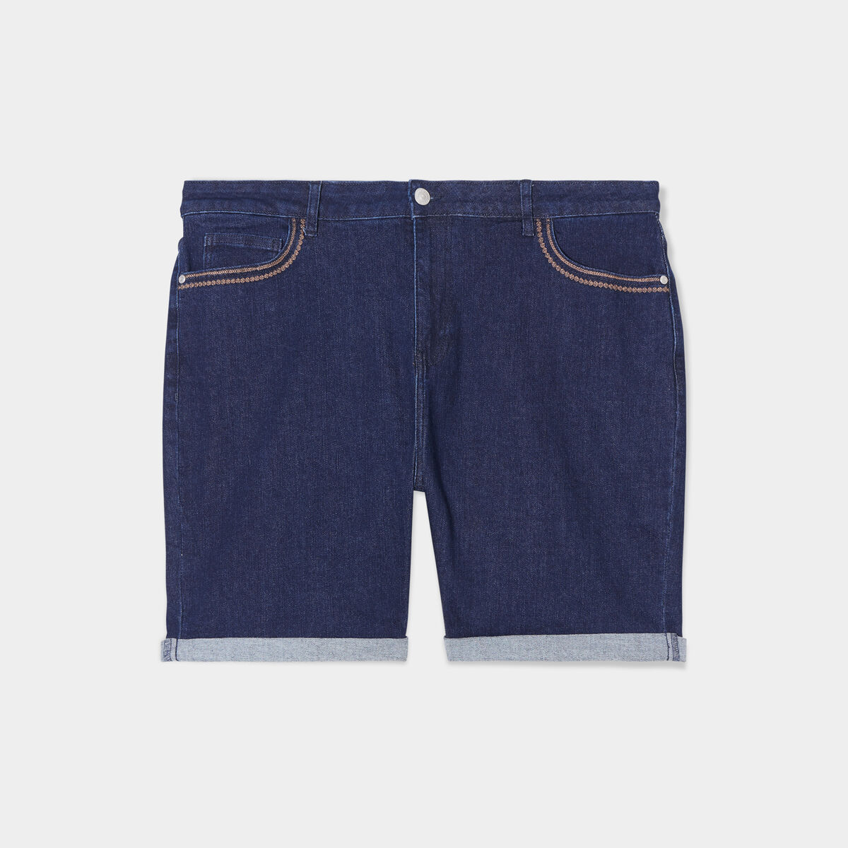 Bermuda taille haute 5 poches denim brut femme grande taille