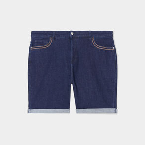 Bermuda taille haute 5 poches denim brut femme grande taille