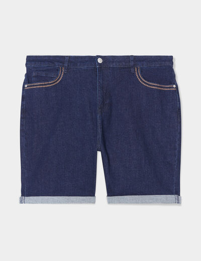 Bermuda taille haute 5 poches denim brut femme grande taille
