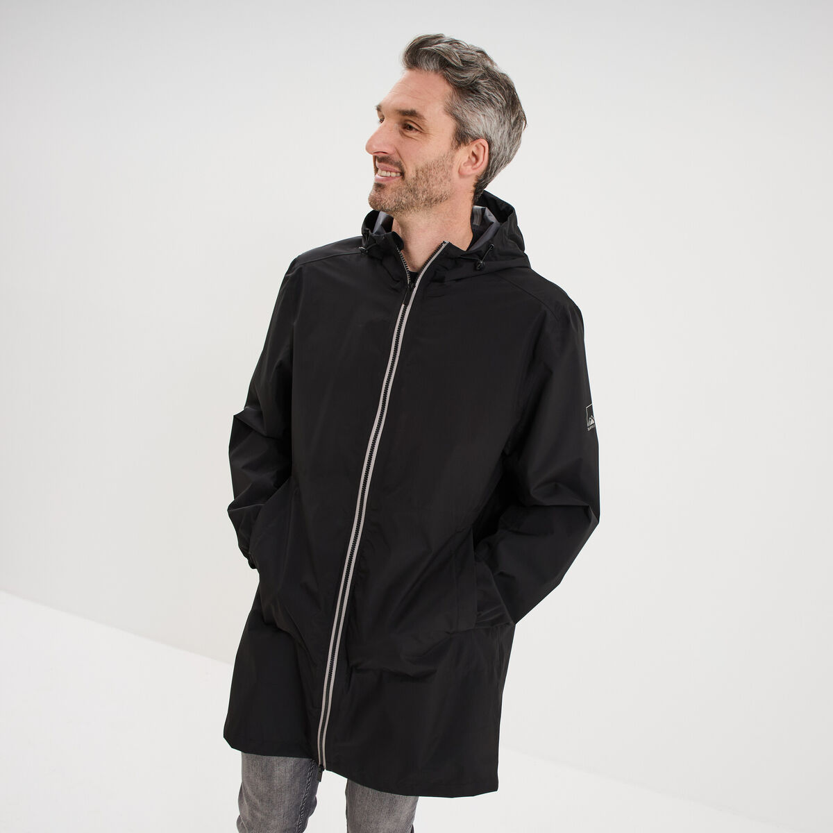 Parka imperm&eacute;able coupe-vent &agrave; capuche noir homme
