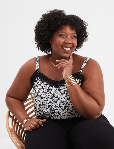 Débardeur fluide bretelles larges noir femme grande taille