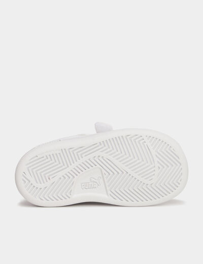 Tennis basses à scratchs Puma Smash blanc bébé fille
