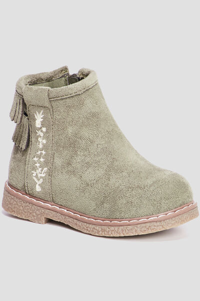 Bottines franges vert kaki b&eacute;b&eacute; fille
