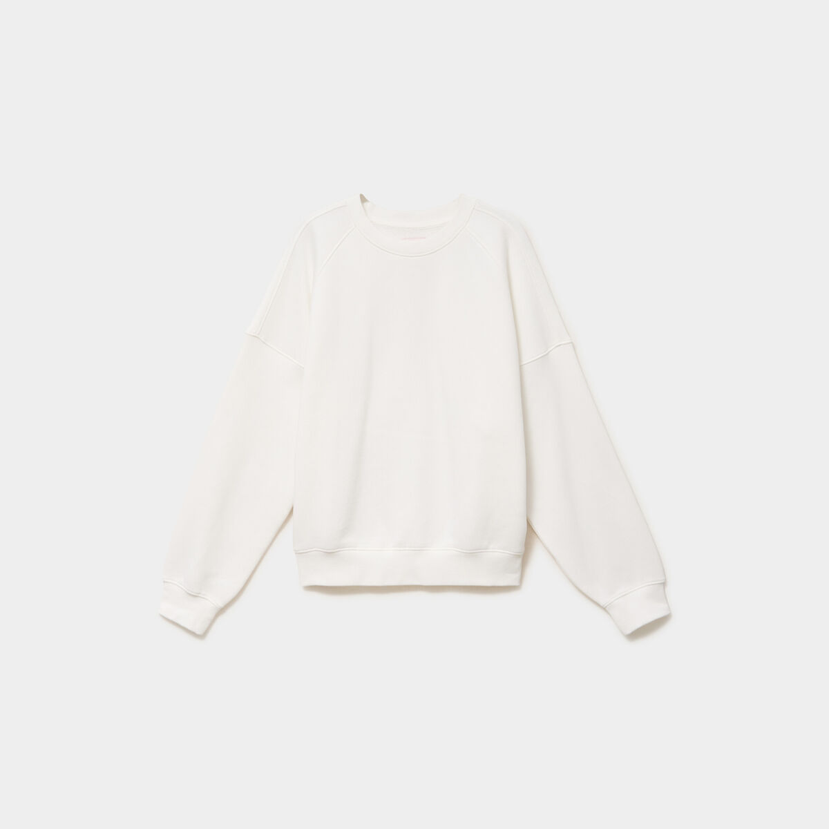 Sweat col rond oversize manches longues blanc femme