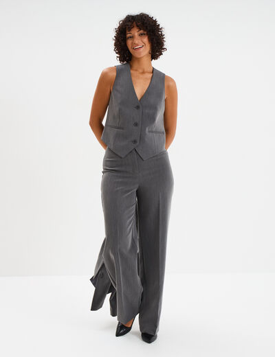 Gilet Barman sans manches ajusté gris foncé femme