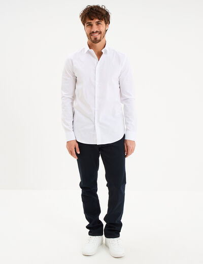 Chemise stretch manches longues blanc homme