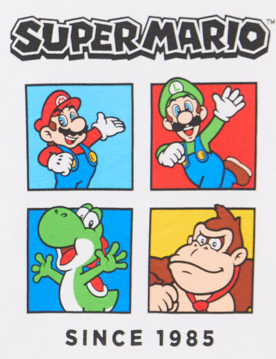 T-shirt manches courtes Super Mario blanc gar&ccedil;on