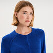 Gilet cardigan col rond boutonn&eacute; bleu roi femme