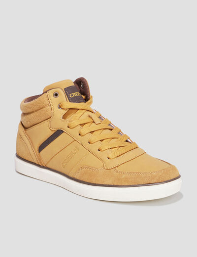 Baskets montantes à lacets jaune homme