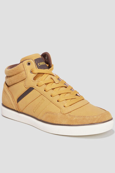 Baskets montantes &agrave; lacets jaune homme