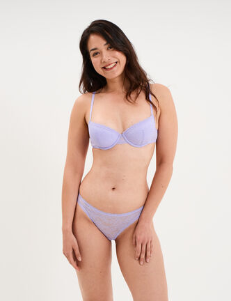 Soutien-gorge corbeille padd&eacute; dentelle parme femme