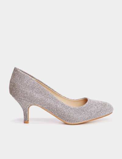 Escarpins à talons et paillettes gris argent femme