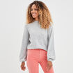 Pull avec perles et manches ballons gris clair femme