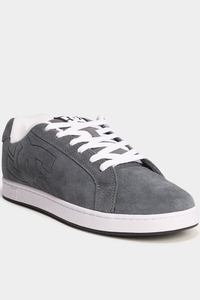 Tennis basses en cuir &agrave; lacets gris homme