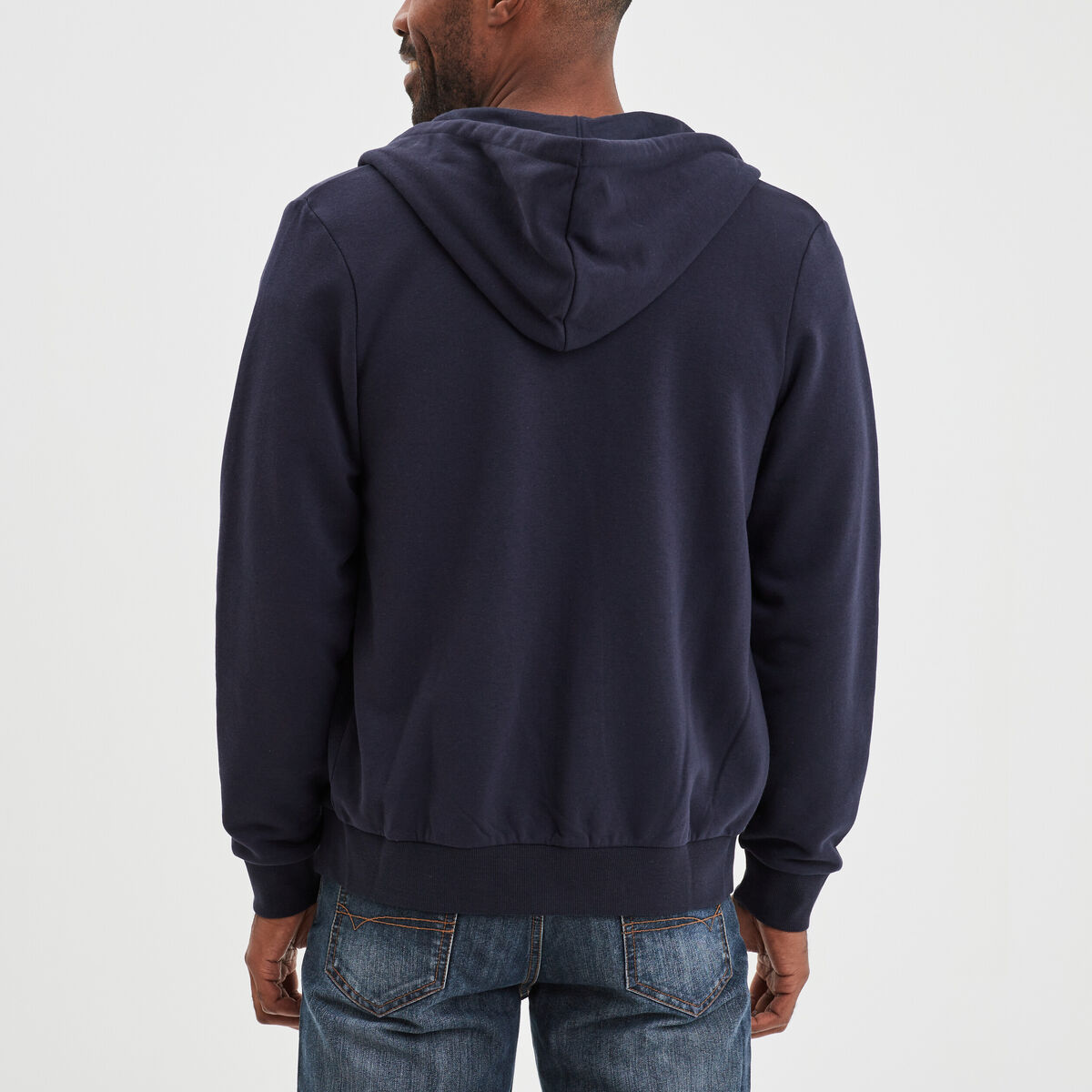 Sweat zipp&eacute; molleton &agrave; capuche bleu marine homme