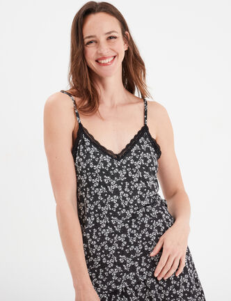 Haut de pyjama débardeur à bretelles noir femme