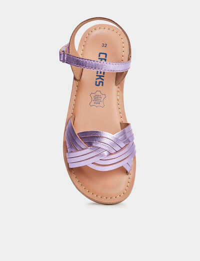Sandales tresses en cuir Creeks violet fille