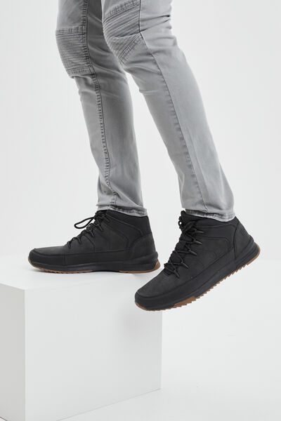 Bottines montantes &agrave; lacets noir homme