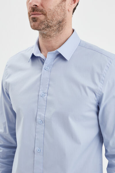 Chemise stretch manches longues bleu ciel homme