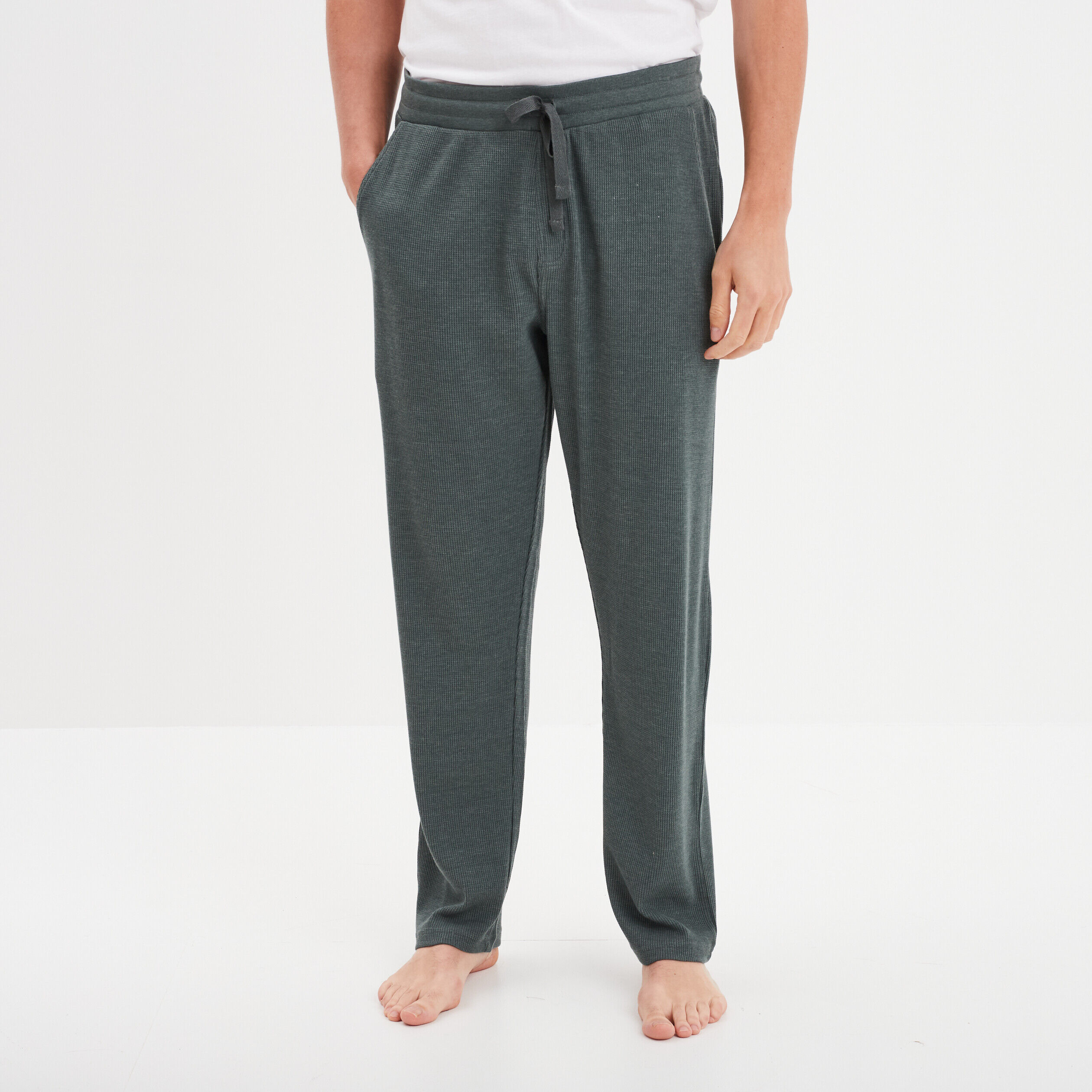 Pantalon de pyjama coton vert kaki homme LH