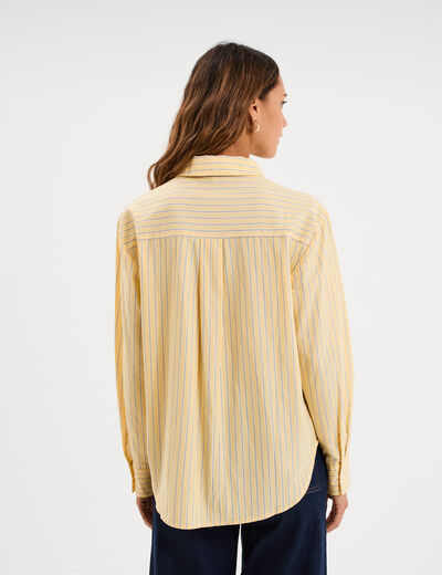 Chemise oversize 1 poche coton jaune femme