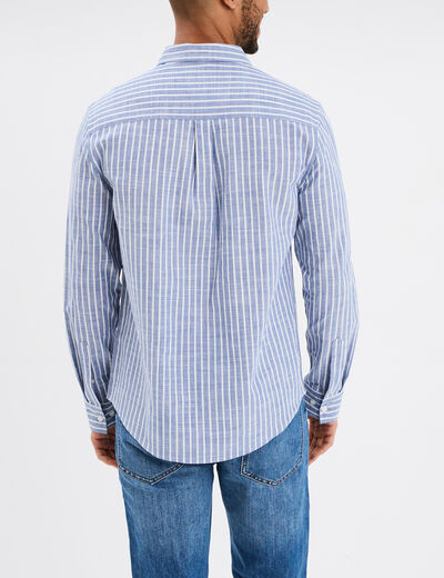 Chemise manches longues coton bleu homme