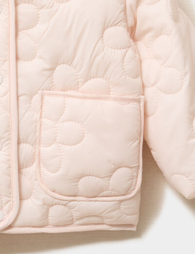 Doudoune matelass&eacute;e &agrave; capuche beige b&eacute;b&eacute; fille