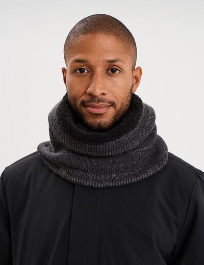 Tour de cou tricot&eacute; doubl&eacute; gris fonc&eacute; homme