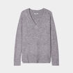 Pull droit ample col V fentes aux c&ocirc;t&eacute;s gris clair femme
