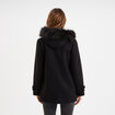 Manteau zipp&eacute; capuche fausse fourrure noir femme