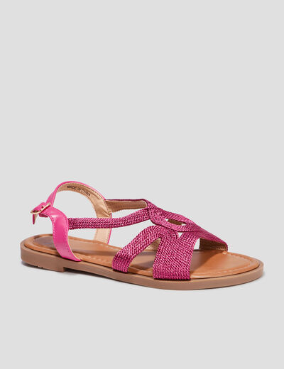 Sandales à brides crochet rose fushia femme