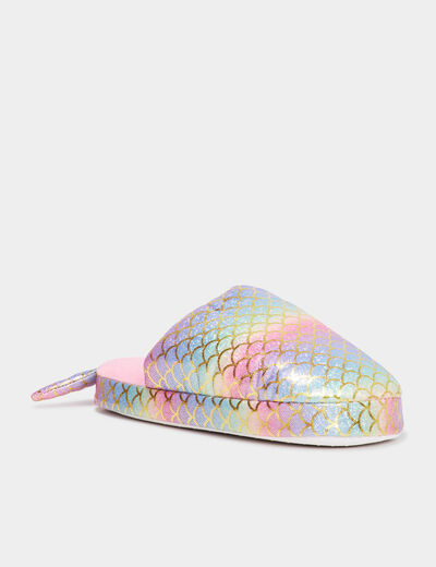 Chaussons mules à paillettes multicolore fille