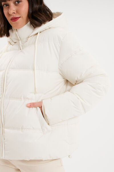 Doudoune &agrave; capuche zipp&eacute;e femme ecru femme