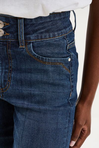 Jean denim droit en coton denim brut femme