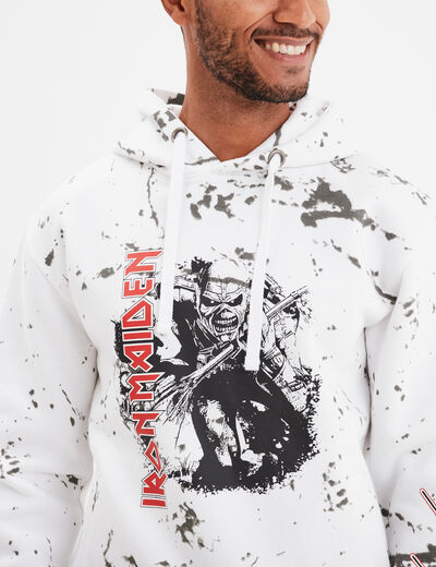 Sweat à capuche hoodie Iron Maiden blanc homme