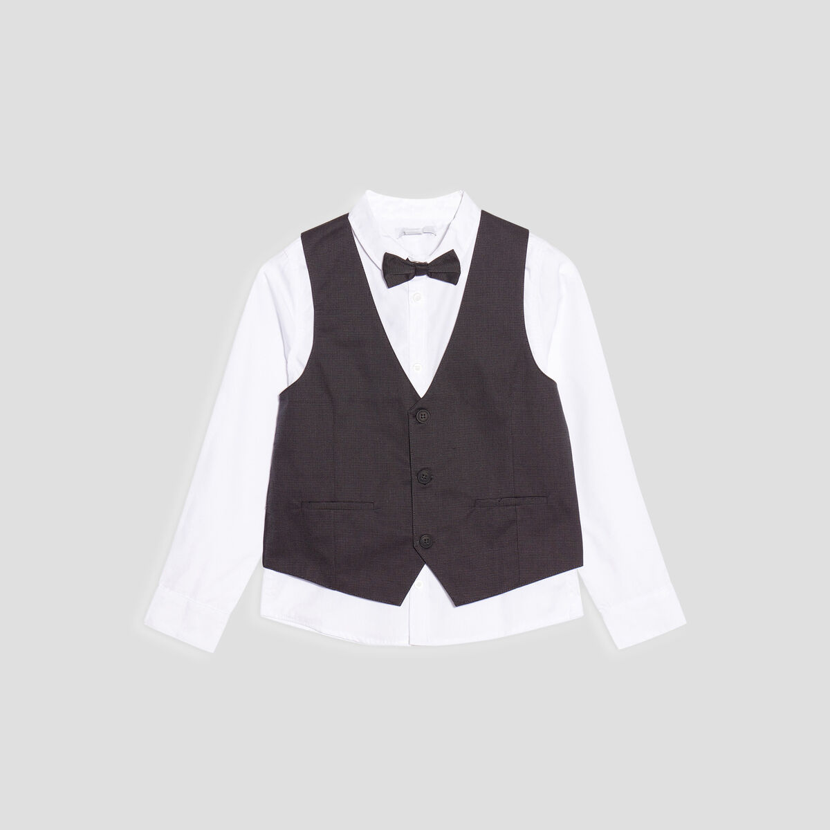 Ensemble 3 pi&egrave;ces chemise et veston blanc gar&ccedil;on