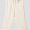 Pantacourt droit ceinturé lin mélangé beige femme grande taille