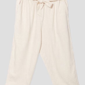 pantacourt droit ceinture lin melange beige femmegt Pantacourt droit ceinturé lin mélangé beige femme grande taille