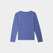 T-shirt coton manches longues à fronces bleu gris fille