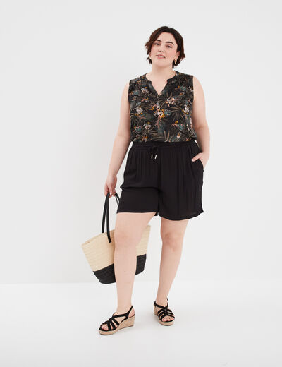 Débardeur ajusté col en V noir femme grande taille