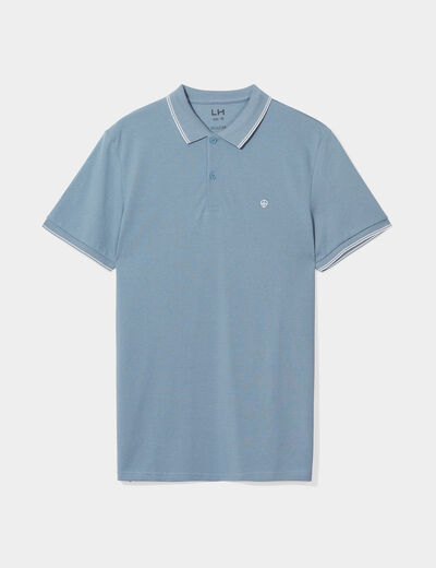 Polo manches courtes bords contrastés gris homme