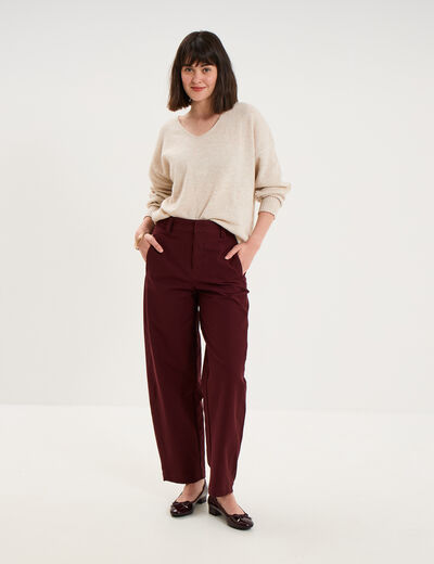 Pantalon ballon taille haute violet fonc&eacute; femme