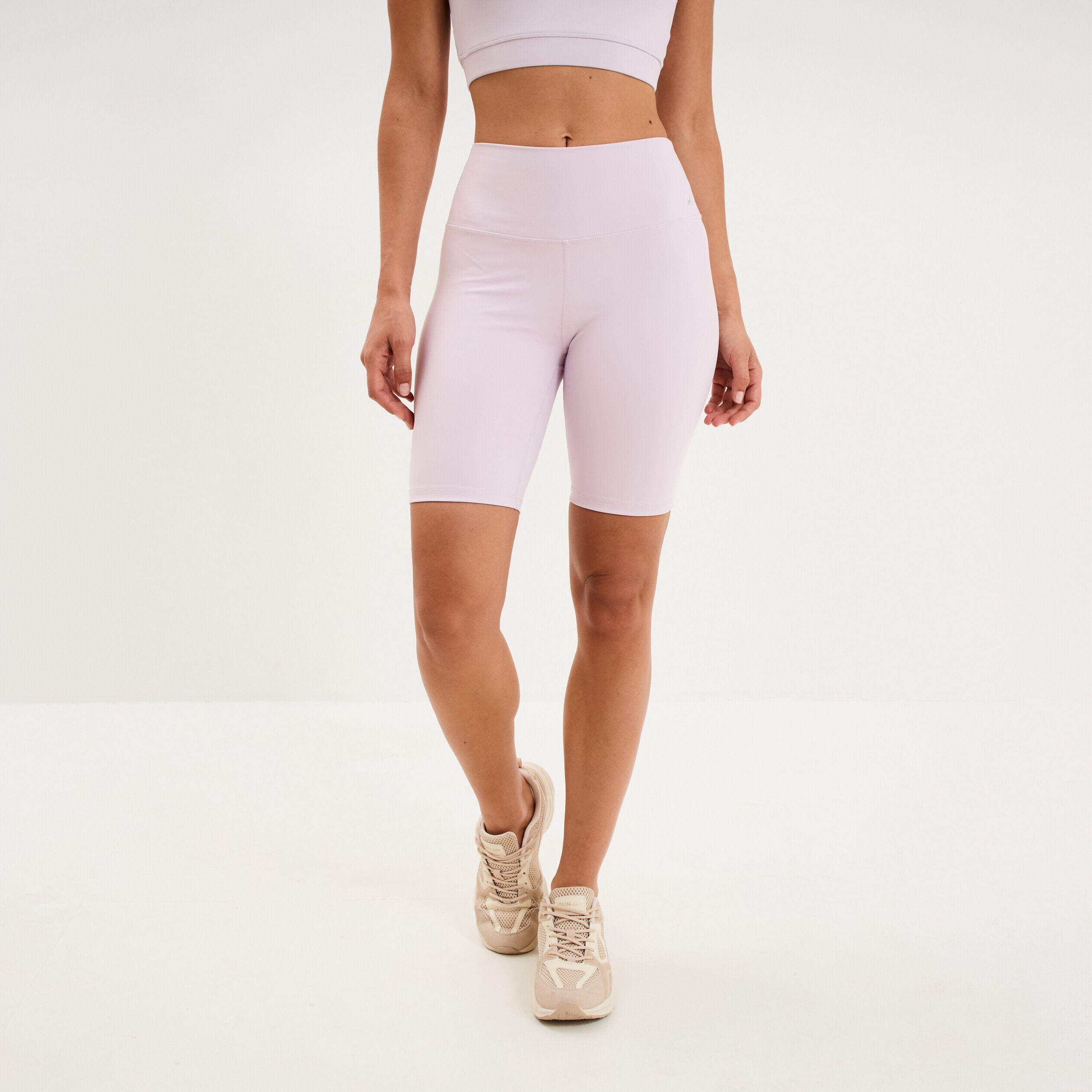 Short cycliste de sport taille haute violet clair femme