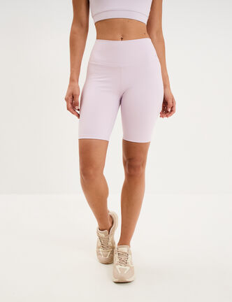 Short cycliste de sport taille haute violet clair femme