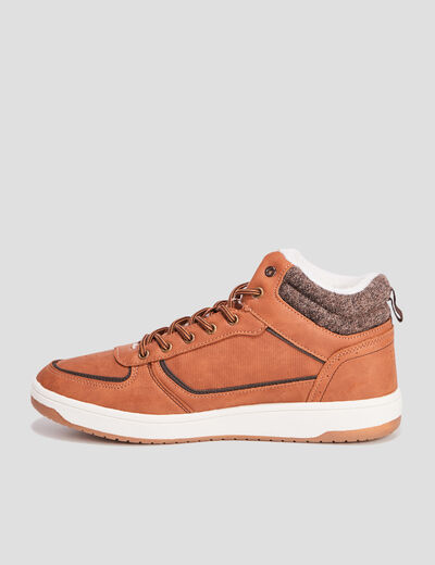 Baskets montantes fourrées marron homme