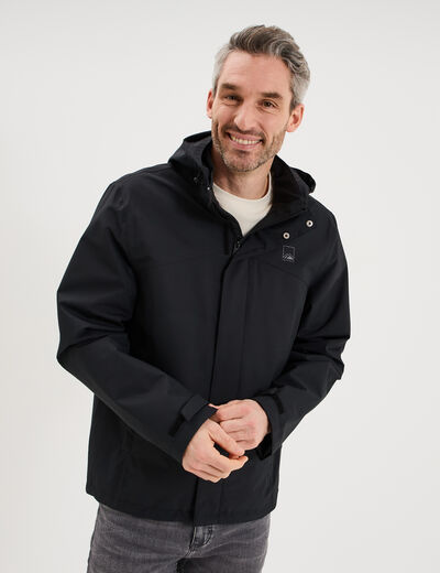 Blouson coupe-vent imperm&eacute;able &agrave; capuche noir homme